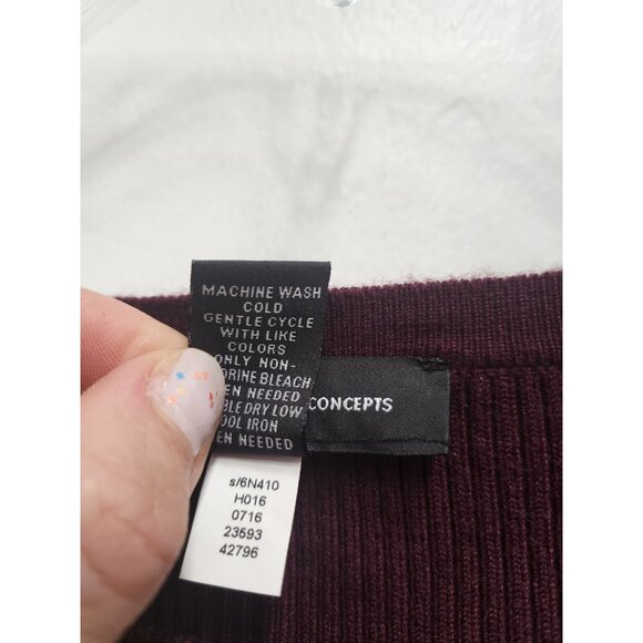 INC International Concepts Sweater Womens Large Burgundy Lace Up Detail Pullover - Picture 5 of 7